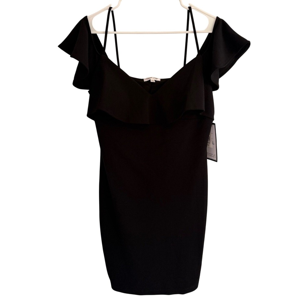 Emerald Sundae Black One-Shoulder Ruffle Bodycon Dress